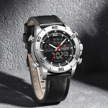 Naviforce Men leather strap watch