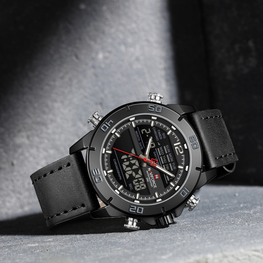 Naviforce Men leather strap watch